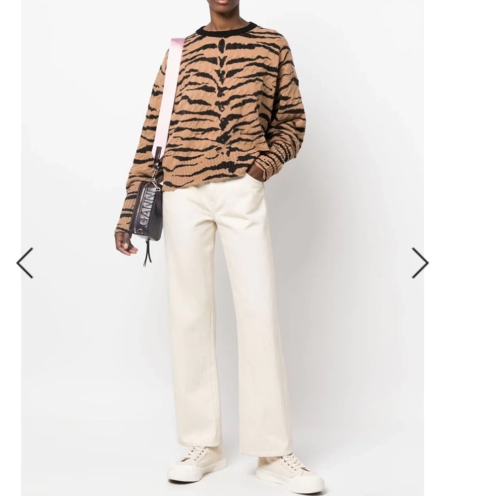 PINKO TIGER-PRINT RIBBED-TRIM JUMPER